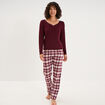 Ensemble pyjama t-shirt et pantalon bordeaux femme
