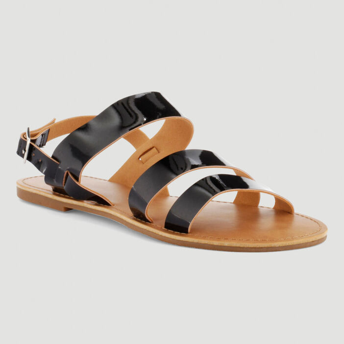 Sandales vernies à boucle femme noir