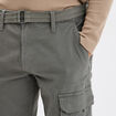Pantalon cargo ceintur&eacute; Trappeur gris homme