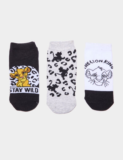 Lot 3 paires chaussettes Roi lion Simba noir garçon