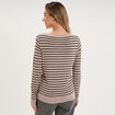 Pull col en V manches longues beige clair femme