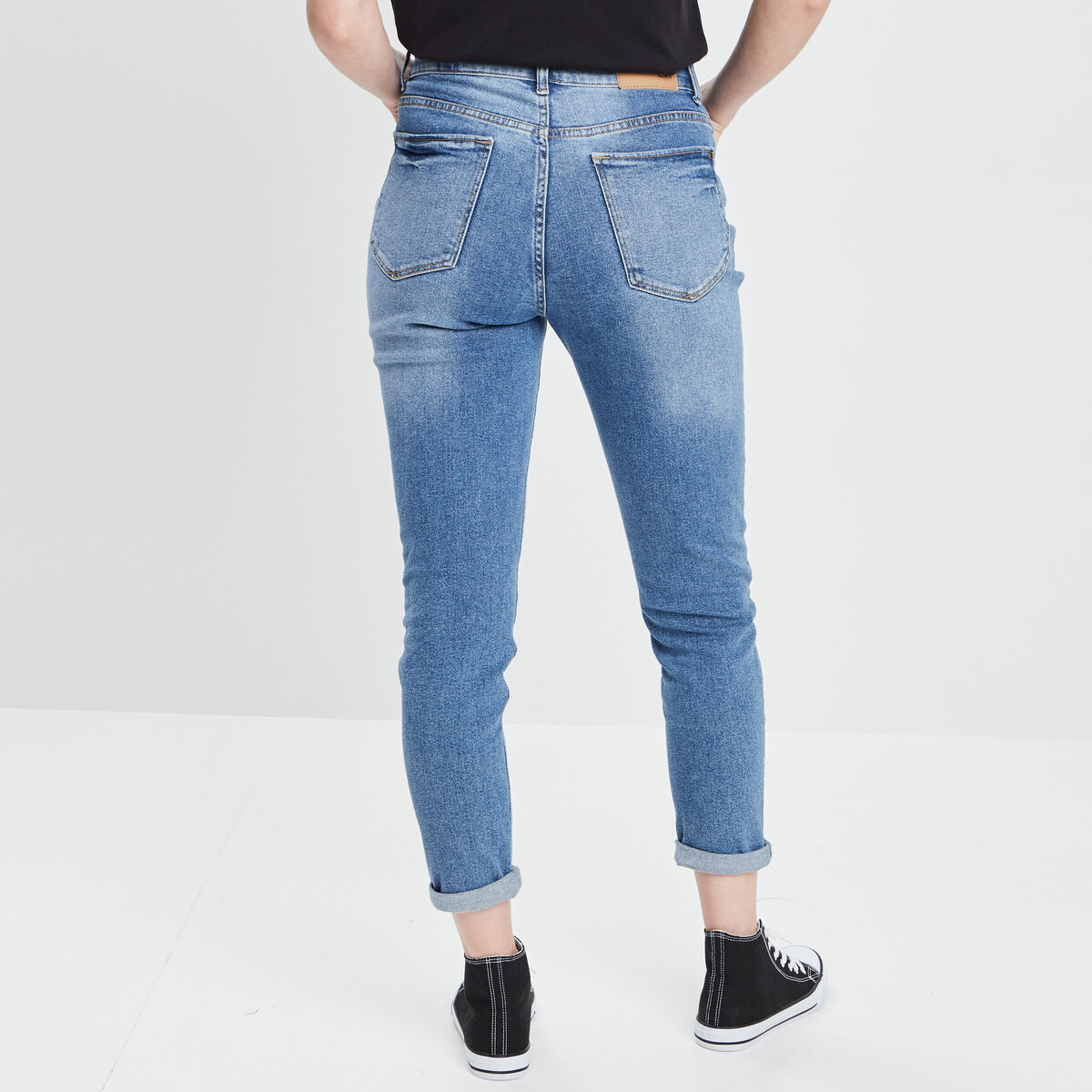 Jeans mom taille haute denim double stone femme