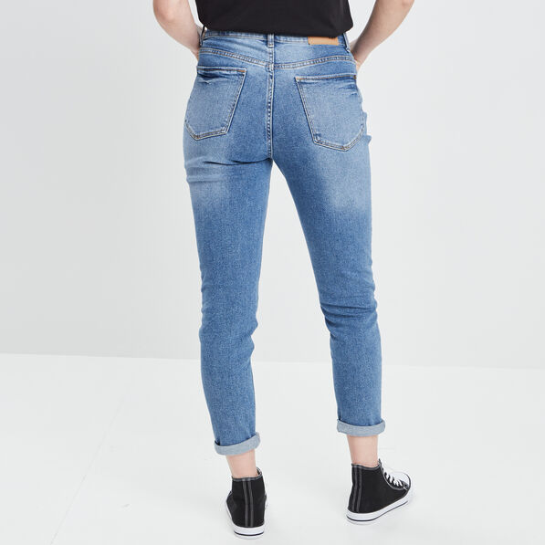 Jeans mom taille haute denim double stone femme