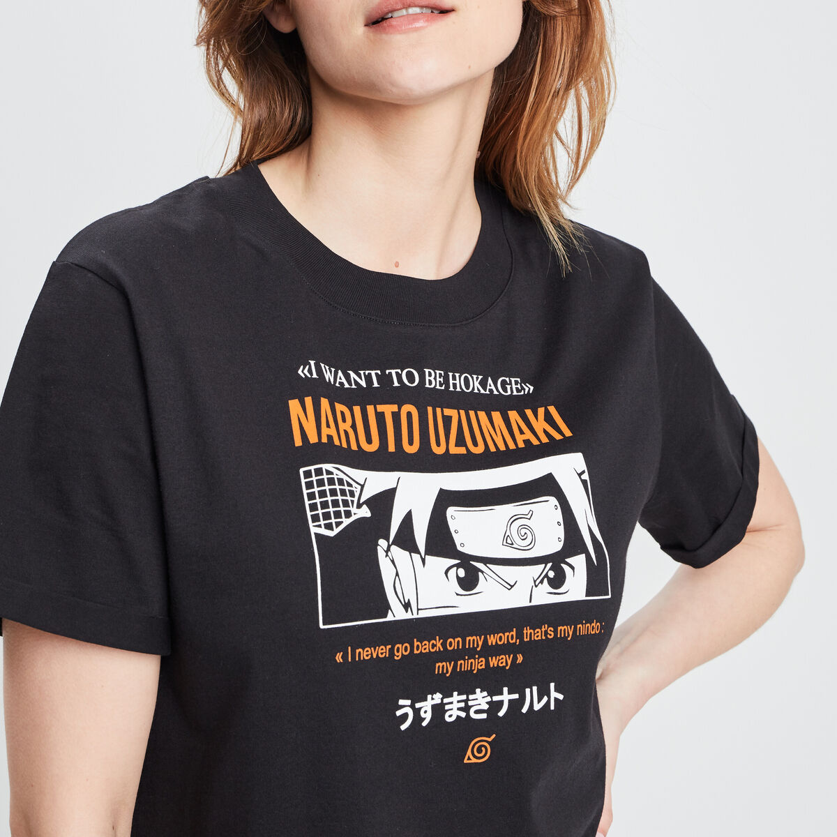 T-shirt manches courtes Naruto noir femme