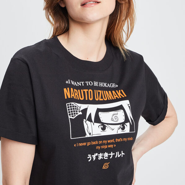 T-shirt manches courtes Naruto noir femme