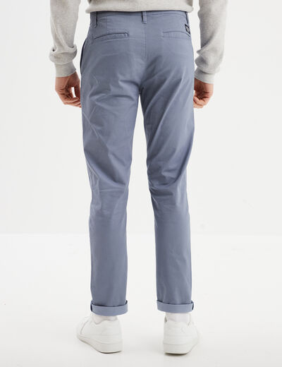 Pantalon chino slim stretch bleu homme