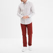 Pantalon chino droit stretch retroussé rouge foncé homme