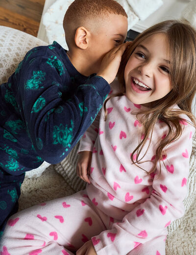 Ensemble pyjama 2 pièces micro polaire rose poudrée fille