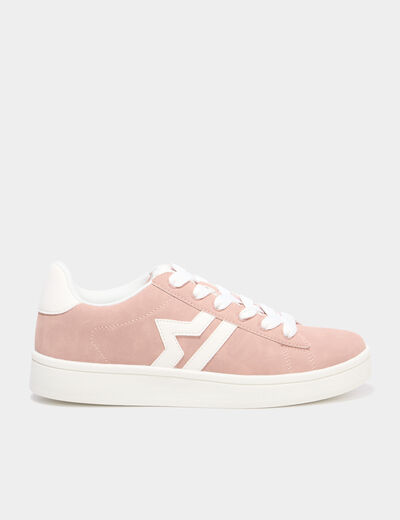 Baskets &agrave; lacets su&eacute;dine rose femme