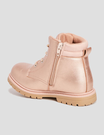 Bottines irisées à lacets rose champagne fille