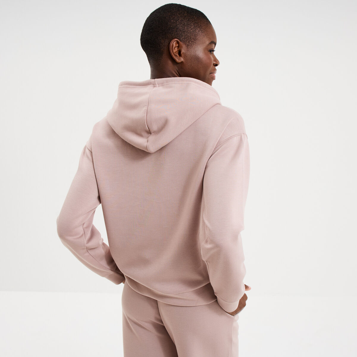 Sweat hoodie manches longues &agrave; capuche marron clair femme