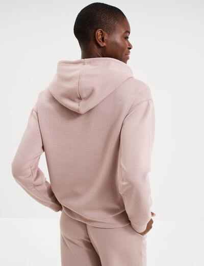 Sweat hoodie manches longues &agrave; capuche marron clair femme