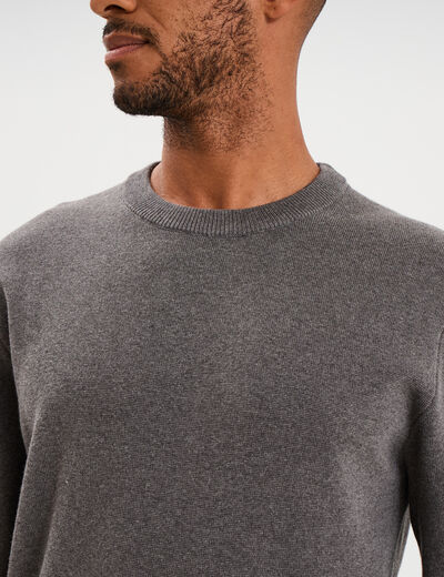 Pull col rond manches longues gris homme