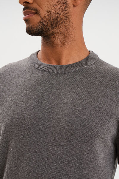 Pull col rond manches longues gris homme