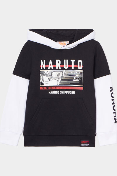 Sweat à capuche hoodie 2-en-1 Naruto noir garçon