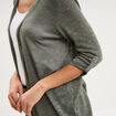 Gilet fin mi long manches 3/4 vert kaki femme