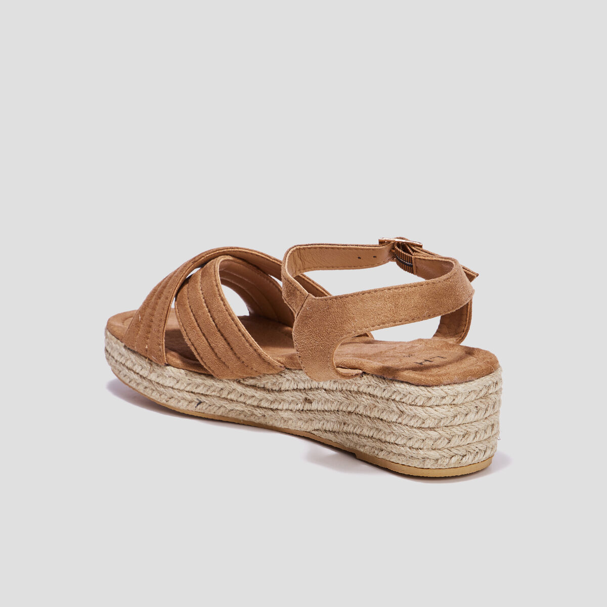 Sandales compensées brides croisées sable femme