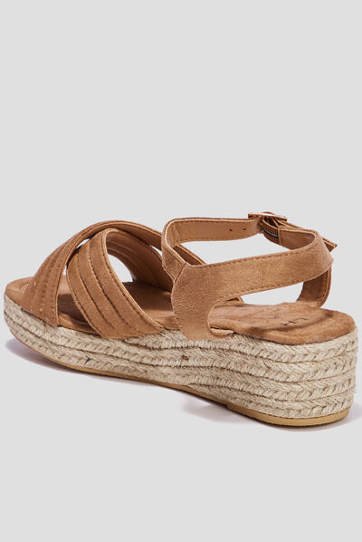 Sandales compensées brides croisées sable femme