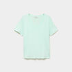 T-shirt manches courtes col en V coton vert clair femme