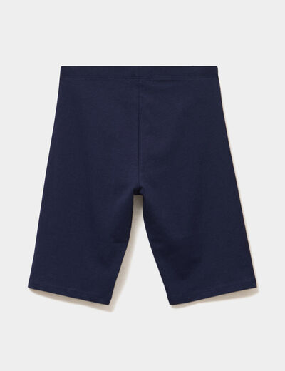 Short cycliste coton taille &eacute;lastiqu&eacute;e bleu marine fille