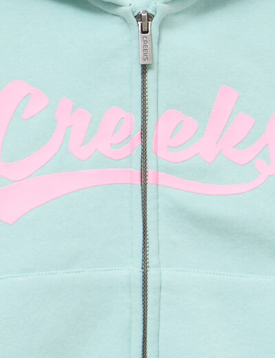 Sweat zipp&eacute; &agrave; capuche vert pastel fille
