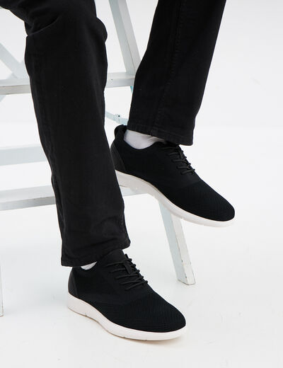 Derbies à lacets effet tricot noir homme