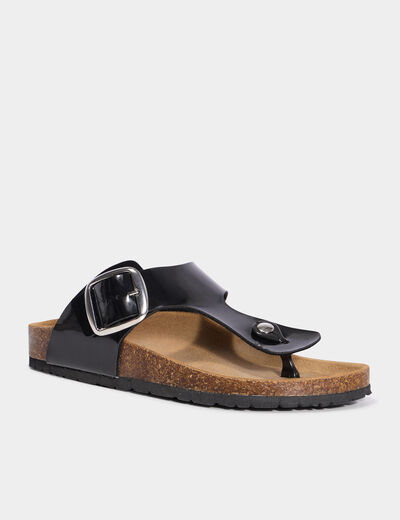 Mules plates entredoigts noir femme