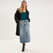 Jupe en jean longue droite coton denim dirty femme