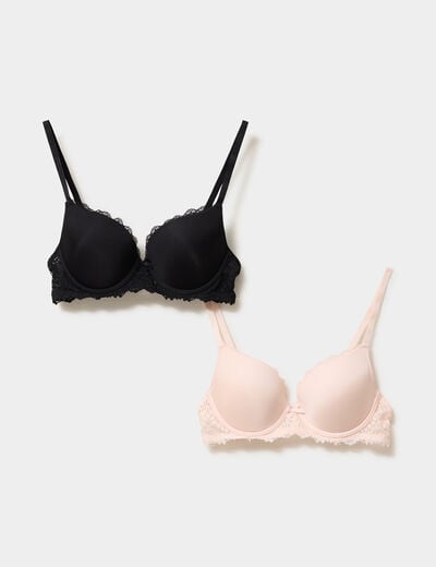 Lot 2 soutiens-gorge corbeille padd&eacute;s rose poudr&eacute;e femme