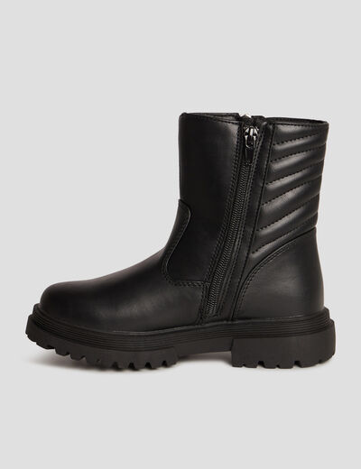 Bottines motardes crantées zippées noir fille
