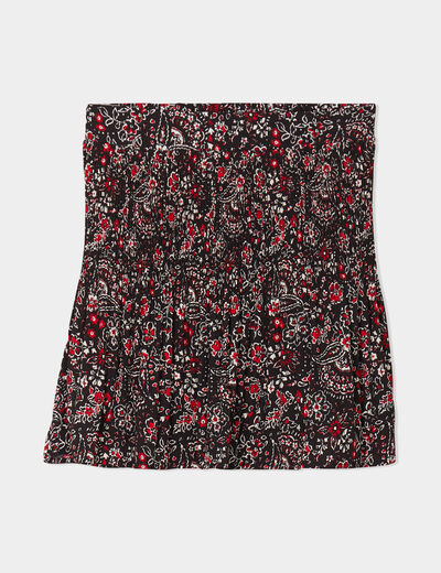 Jupe courte plissée élastiquée noir femme