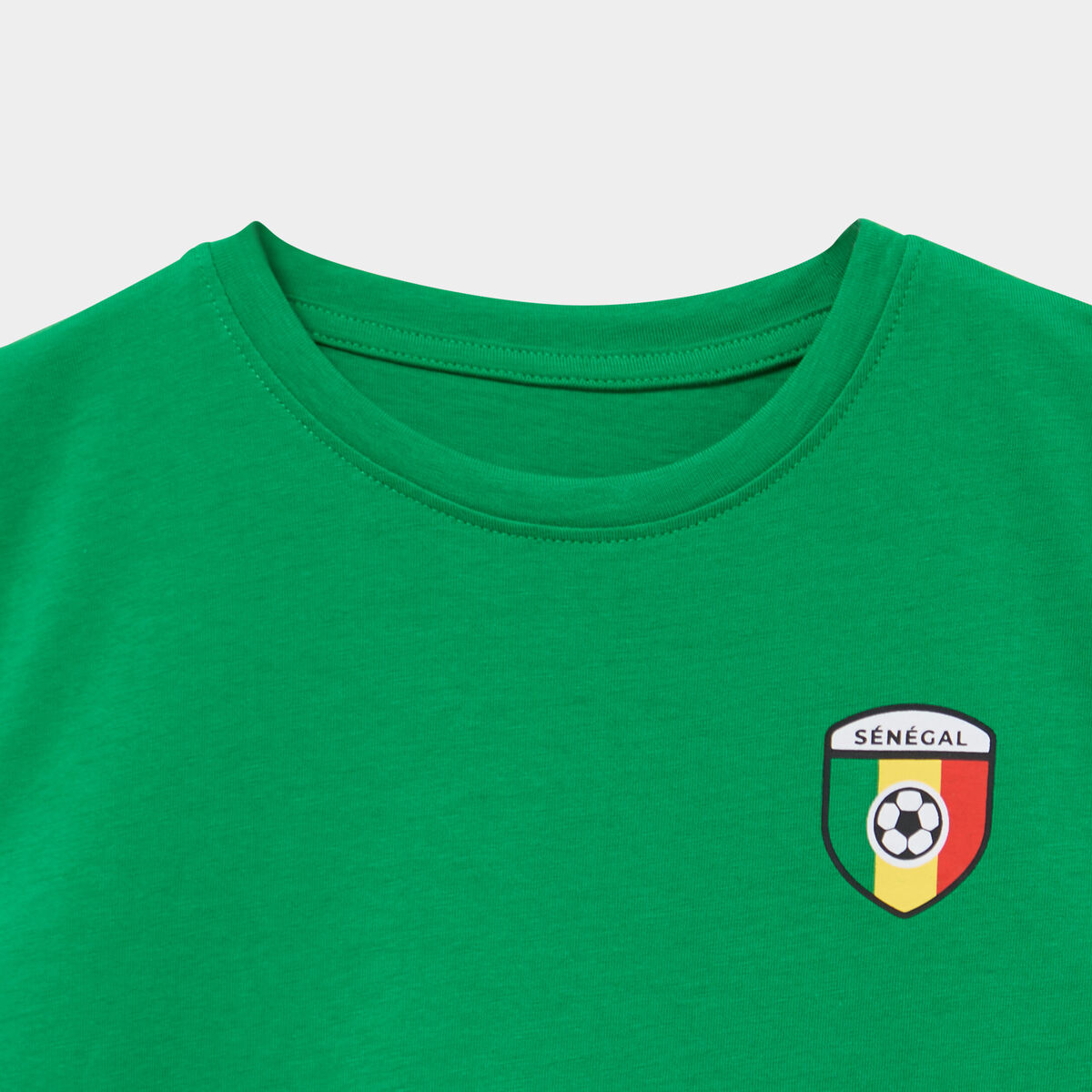 T-shirt maillot football S&eacute;n&eacute;gal coton vert menthe fille