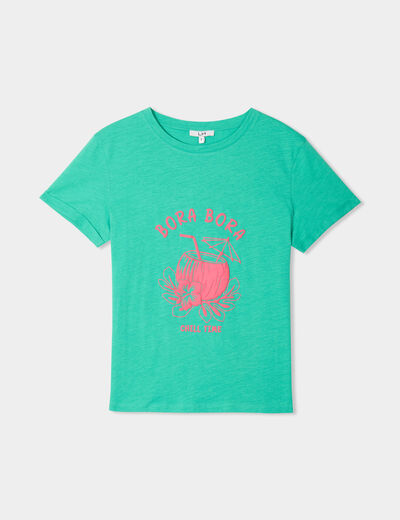T-shirt manches courtes coton bleu turquoise femme