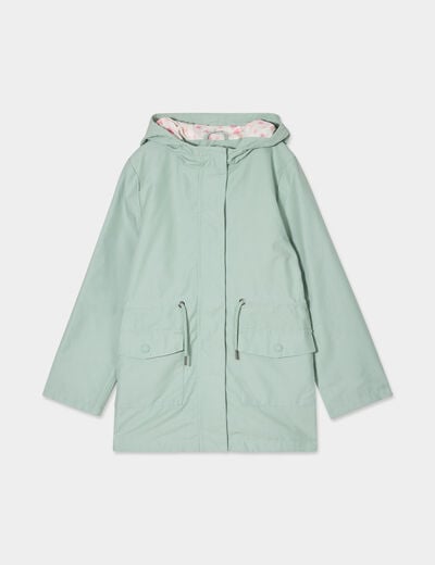 Parka avec capuche vert pastel fille