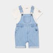 Ensemble 2 pi&egrave;ces salopette jean Creeks denim bleach b&eacute;b&eacute; gar&ccedil;on