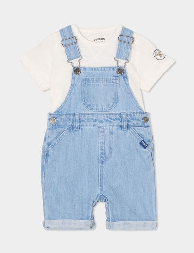 Ensemble 2 pièces salopette jean Creeks denim bleach bébé garçon