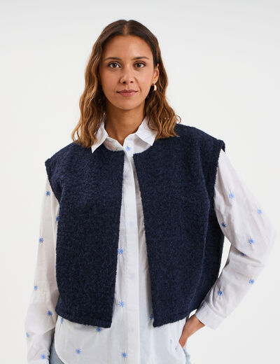 Veste sans manches bleu fonc&eacute; femme