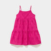 Robe broderie anglaise &agrave; bretelles coton rose fushia fille