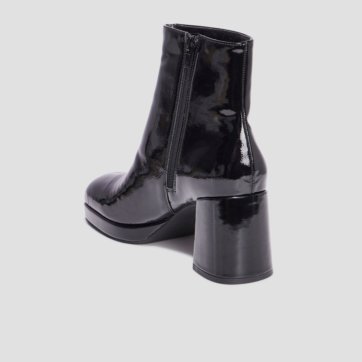 Bottines plateformes vernies &agrave; talons noir femme