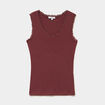 D&eacute;bardeur coton bords dentelle bordeaux femme