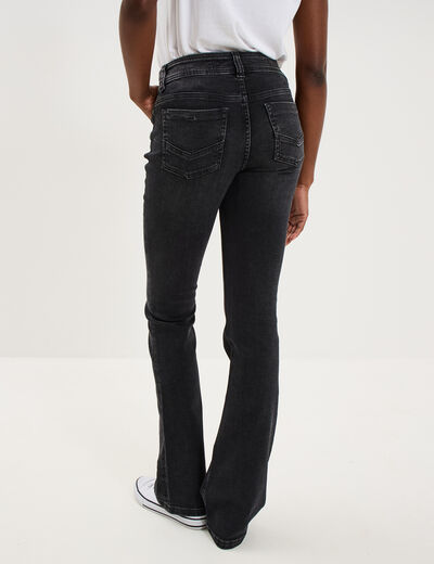 Jean flare taille basse denim noir femme
