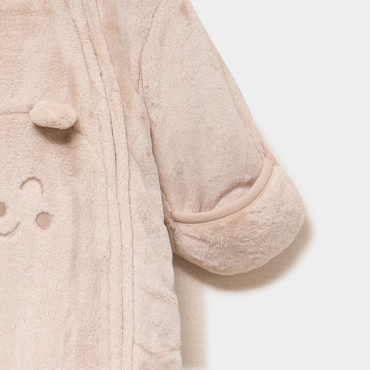 Combinaison pilote effet velours capuche beige b&eacute;b&eacute;