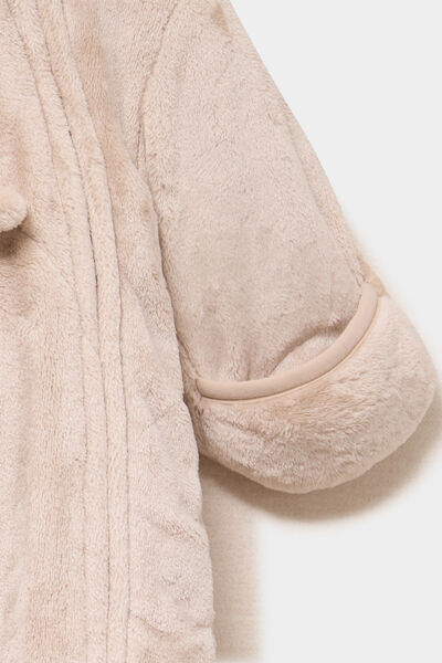 Combinaison pilote effet velours capuche beige b&eacute;b&eacute;