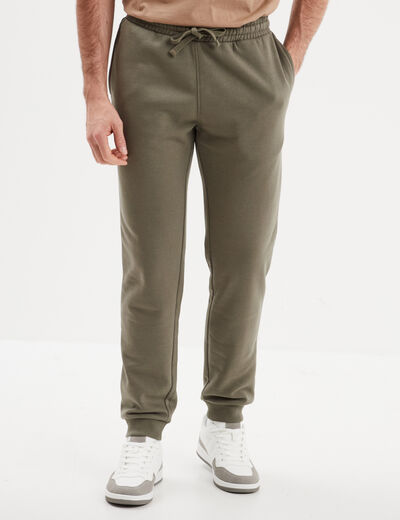 Pantalon jogging droit molleton vert kaki homme