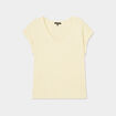 T-shirt dos dentelle brod&eacute;e coton jaune clair femme