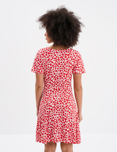 Robe patineuse manches courtes rouge femme