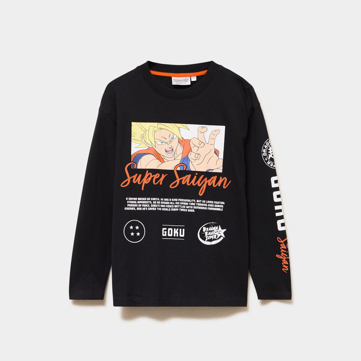 T-shirt manches longues Dragon Ball Z noir gar&ccedil;on