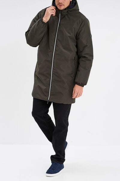Parka d&eacute;perlante doubl&eacute;e &agrave; capuche vert kaki homme