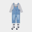 Ensemble 3 pi&egrave;ces salopette jean Creeks bleu marine b&eacute;b&eacute; gar&ccedil;on