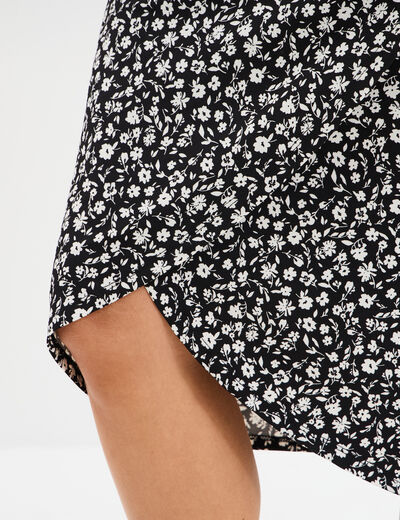 Jupe midi portefeuille noir femme